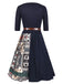 MARINEBLAU RETRO PATCHWORK KLEID