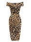 SCHULTERFREIES LEOPAR BLEISTIFT KLEID