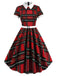 1950ER PLAID SWING ROTEKLEID