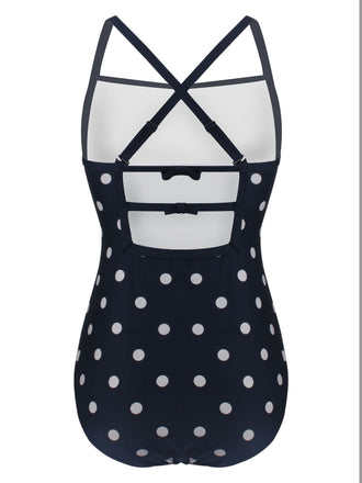 MARINEBLAU DOT SPAGHETTI BADEANZUG