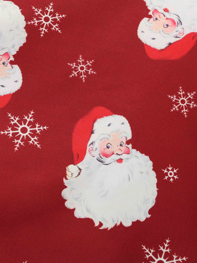 Rotes 1950er Santa Claus Kleid mit V-Ausschnitt und Gürtel