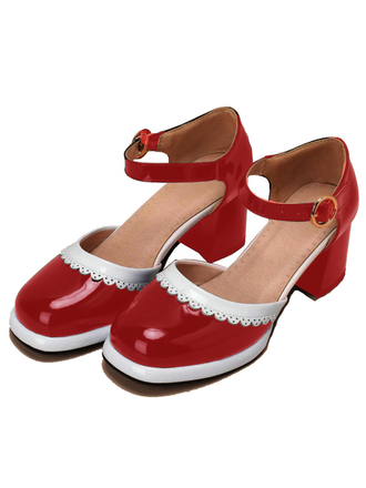 Rot RETRO KNÖCHELRIEMEN HIGH HEELS SCHUHE