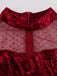 BURGUNDY VELVET MESH PATCHWORK SCHICKES UND KLASSISCHES KLEID