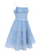 Himmelblau 1950er Polka Dot Swing Kleid mit Trägern