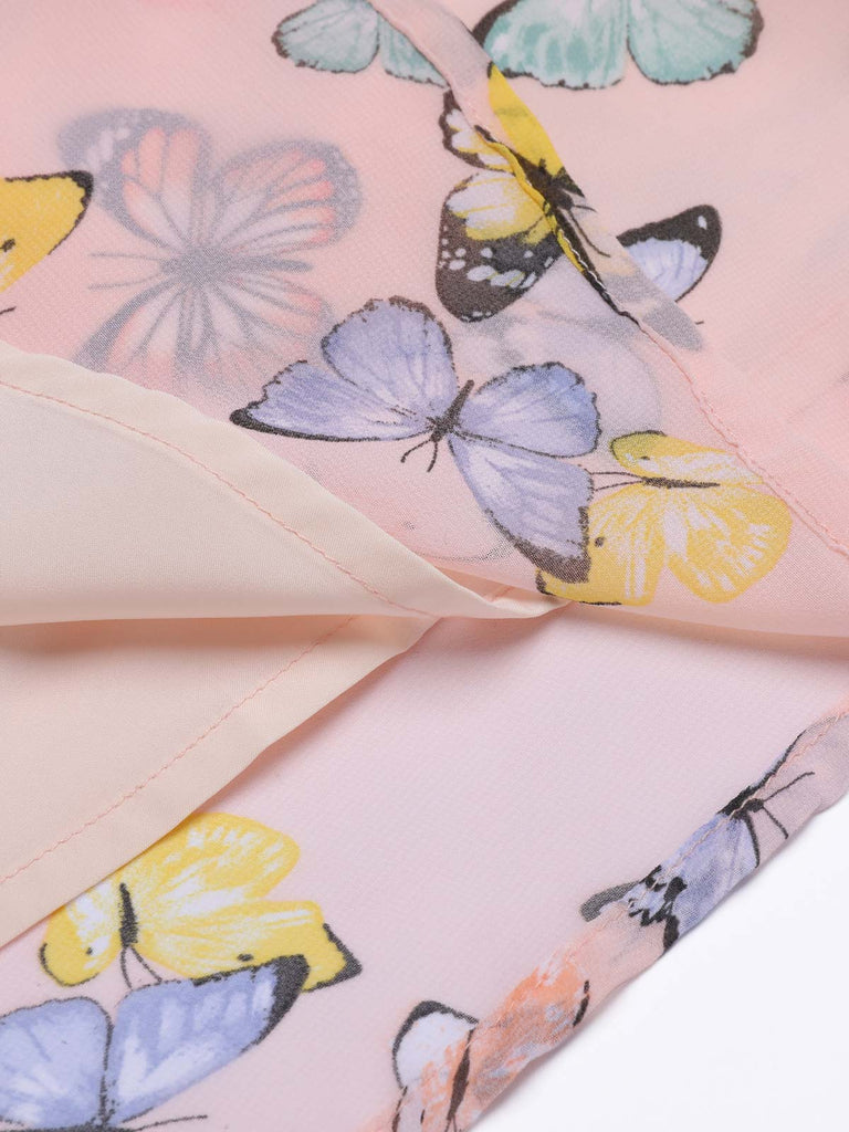 Hellrosa Schmetterlings Halter Kleid