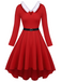 [Übergröße] Rotes 1950er Pelzkleid mit festem Griff