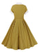 Gelb 1950er Bogen Gestreiftes Swing-Kleid