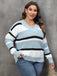 [Übergröße] 1960er Garngefärbter Jacquard Streifen Pullover