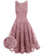 Rosa 1950ER SPITZE BLUMEN SWING KLEID