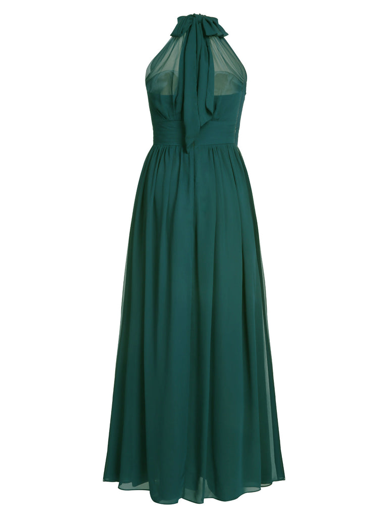 ÄRMELLOSES CHIFFON-FESTES VINTAGE-KLEID