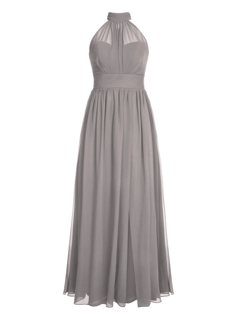 ÄRMELLOSES CHIFFON-FESTES VINTAGE-KLEID