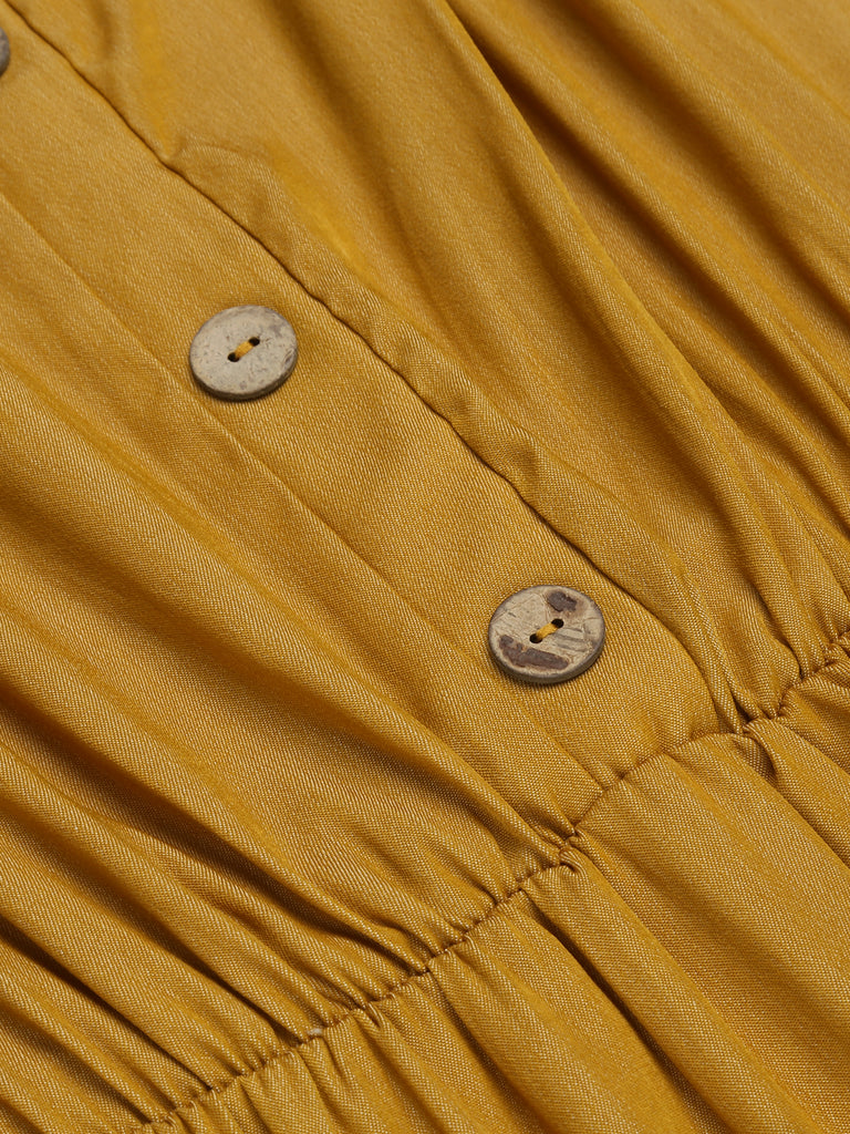GROSS 1950ER GELB KURZARM O-AUSSCHNITT KLEID