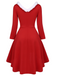 [Übergröße] Rotes 1950er Pelzkleid mit festem Griff