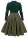 [Übergröße] Dunkelgrün 1950er Kariertes Strick Kleid