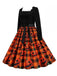 Orange 1950er Halloween Kürbis Swing Kleid