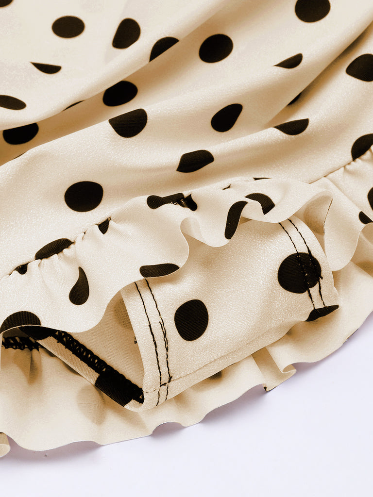 [Vorverkauf] Elfenbein Polka Dots Halfter Bikini Set