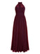 ÄRMELLOSES CHIFFON-FESTES VINTAGE-KLEID