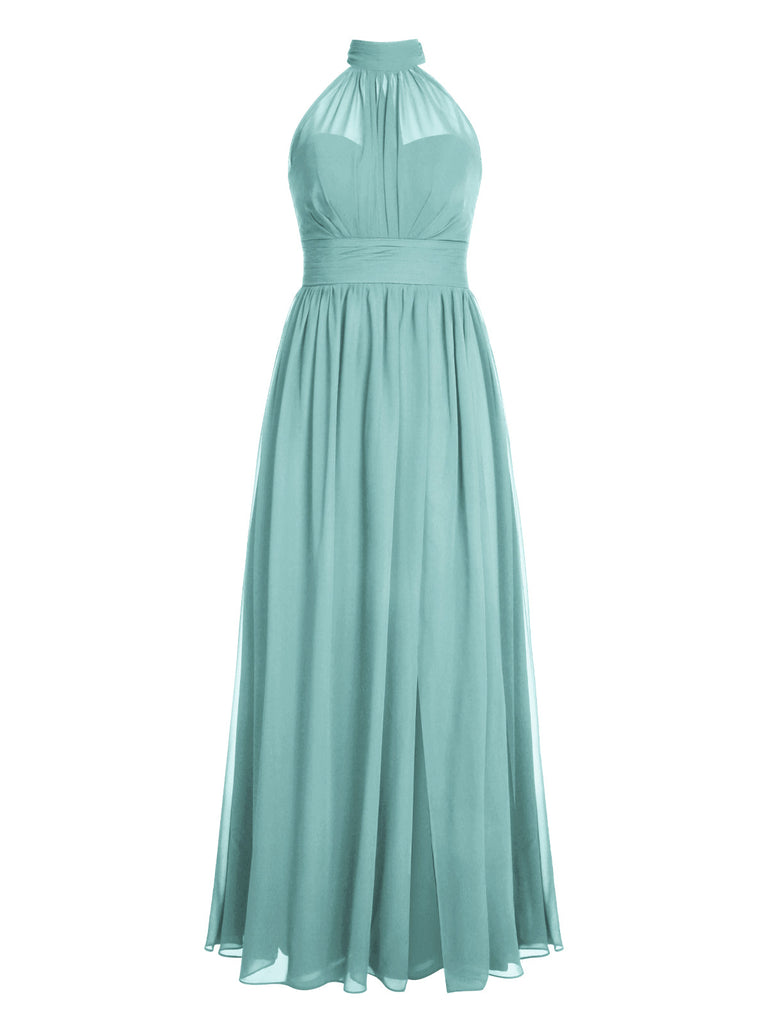 ÄRMELLOSES CHIFFON-FESTES VINTAGE-KLEID