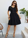 [Plus Size] Schwarzes 1950er Stoff-Knopf-Kleid