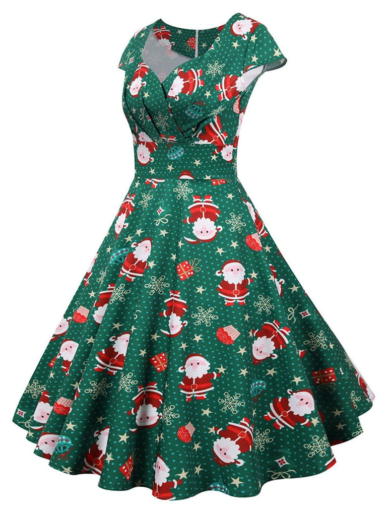 GRÜNES 1950ER TUPFEN WEIHNACHTSKLEID
