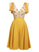 [Vorverkauf] Gelber 1940er V-Ausschnitt Sonnenblumen Jumpsuit