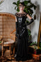 SCHWARZ 1920ER PAILLETTEN MAXI FLAPPER KLEID