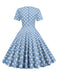 BLAUEN GEPUNKTEN SWING VINTAGE KLEID