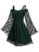 SCHWARZ SPITZE SPAGHETTI SWING KLEID