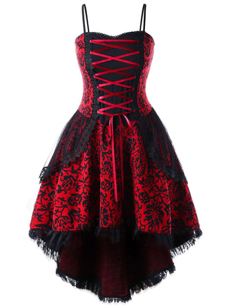 Gothic Steampunk Spitze Spaghetti Kleid