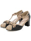 Schwarz RETRO BOWKNOT T-STRAP MID HEELS SHOES