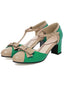 Grün RETRO BOWKNOT T-STRAP MID HEELS SHOES