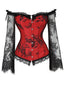 Rot Halloween Steampunk Spitze Patchwork Korsett