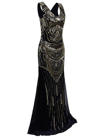 1920ER LANGE PAILLETTEN NIXE ABENDKLEID