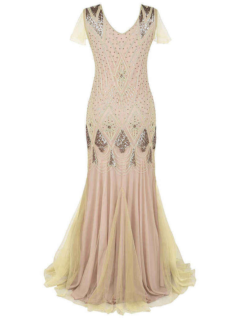1920ER PAILLETTEN PERLEN VINTAGE ABENDKLEID