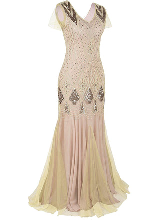 1920ER PAILLETTEN PERLEN VINTAGE ABENDKLEID