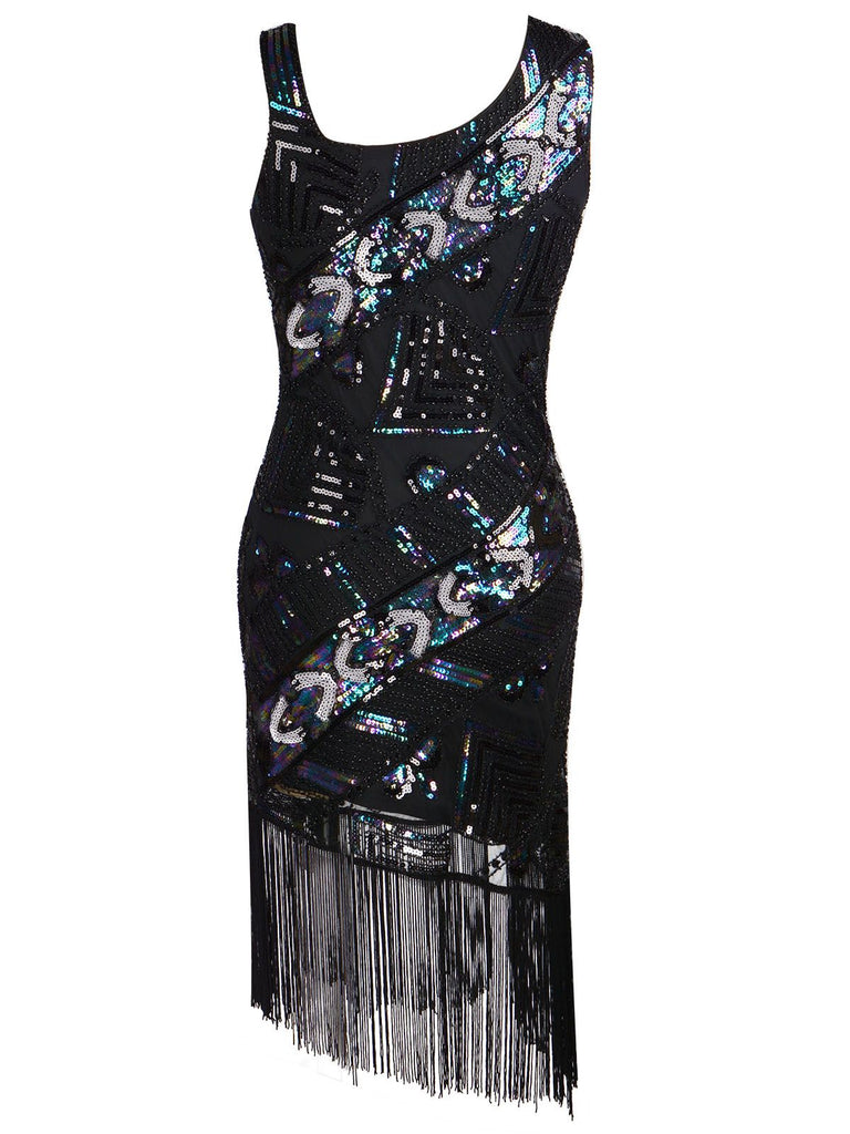 1920ER FRANSEN PAILLETTEN ÄRMELLOS PARTY KLEID