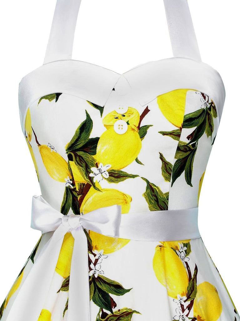 1950ER NECKHOLDER BOW ZITRONE SWING KLEID