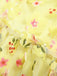 Gelbe 3D Blumen Puffärmel Schwungkleid