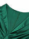 Dunkelgrünes 1940er Kleid Mit V-Ausschnitt Und Gürtel