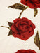 Beige 1950er Jahre Ärmellose Rosen V-Ausschnitt Bluse