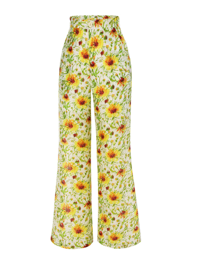 2PCS 1950er Sonnenblume Crop Top & Hose