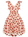 Rosa 1950er Erdbeer Netz Swing Kleid