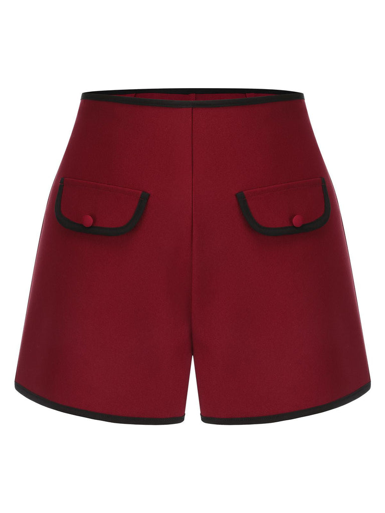 Rote 1950er elastischer Taille Shorts