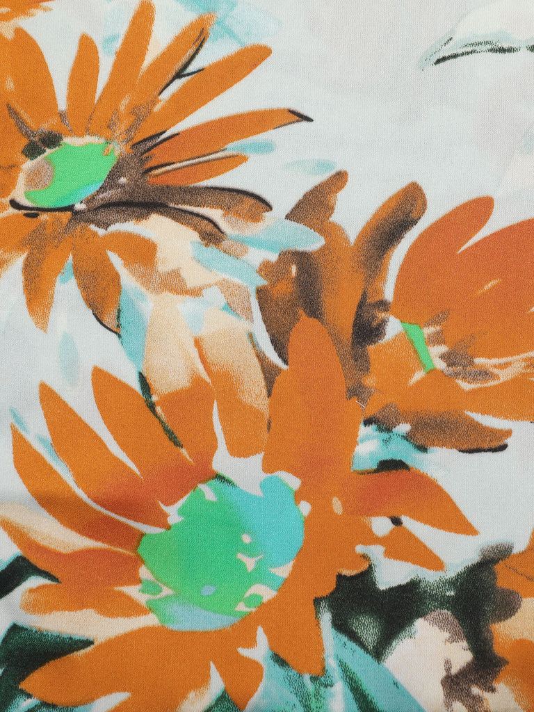 Orangefarbener 1950er Sonnenblumen Strampler