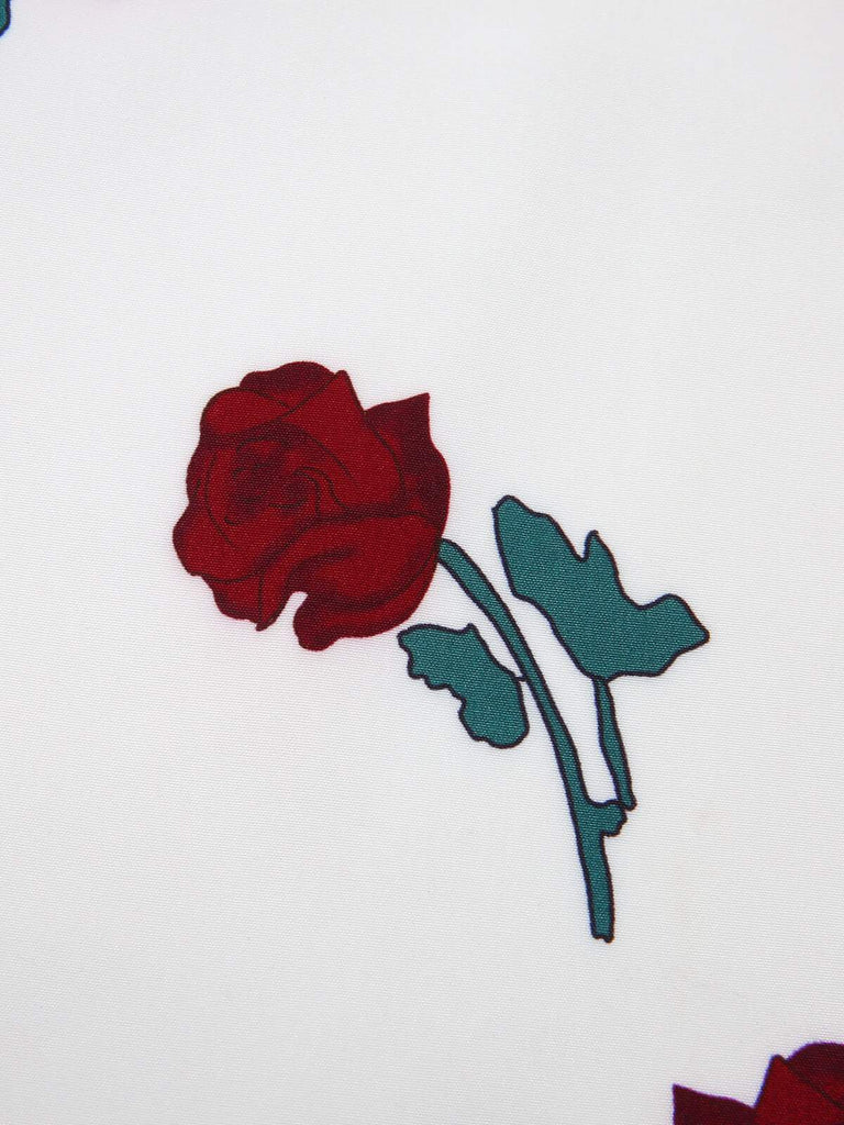 Weißes 1950er Rosen Vintage ärmelloses Top