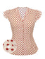 Rot 1950er Gepunktete Fliegenden Ärmeln Bluse