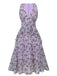 Lila 1930er Schmetterling V-Ausschnitt Ärmelloses Kleid