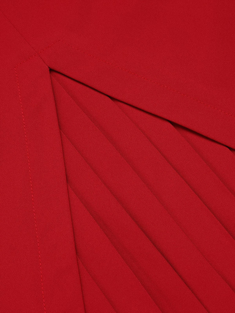 Rotes 1950er Streifen Patchwork Bleistiftkleid
