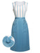 Blaues 1950er Streifen Patchwork-Taschenkleid