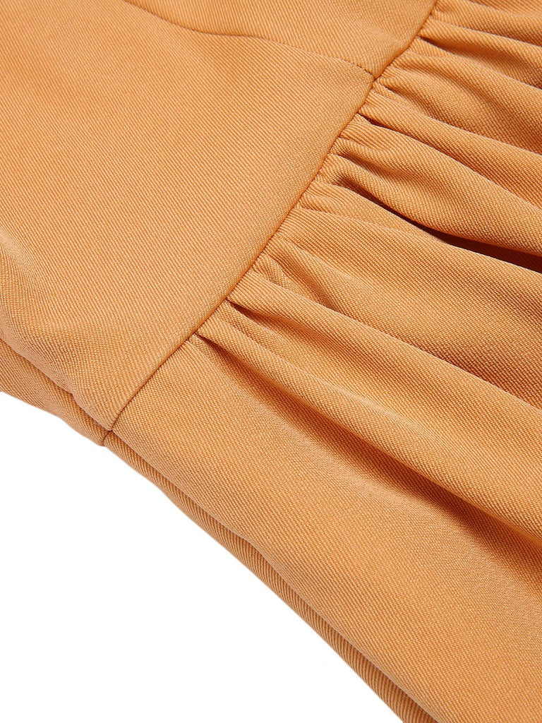 Aprikosengelbes 1950er Bandeau-Schirmkleid